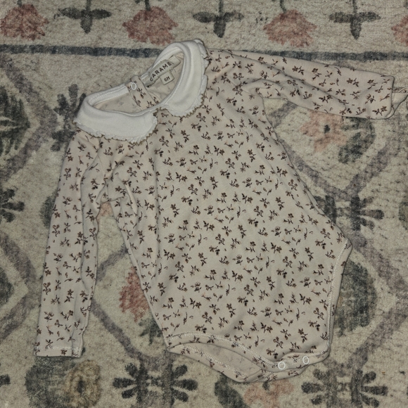 Caramel Cream and Brown Floral Kids One Piece - Picture 1 of 2